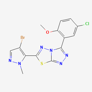 molecular formula C14H10BrClN6OS B11046488 6-(4-bromo-1-methyl-1H-pyrazol-5-yl)-3-(5-chloro-2-methoxyphenyl)[1,2,4]triazolo[3,4-b][1,3,4]thiadiazole 