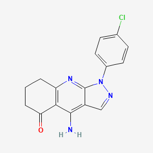 molecular formula C16H13ClN4O B11046611 4-Amino-1-(4-chlorophenyl)-1H,5H,6H,7H,8H-pyrazolo[3,4-B]quinolin-5-one 