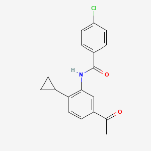 molecular formula C18H16ClNO2 B11046620 N-(5-acetyl-2-cyclopropylphenyl)-4-chlorobenzamide 