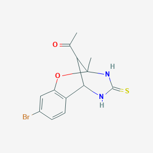 molecular formula C13H13BrN2O2S B11046635 1-(9-bromo-2-methyl-4-thioxo-3,4,5,6-tetrahydro-2H-2,6-methano-1,3,5-benzoxadiazocin-11-yl)ethanone 