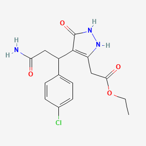 molecular formula C16H18ClN3O4 B11046704 ethyl {4-[3-amino-1-(4-chlorophenyl)-3-oxopropyl]-5-oxo-2,5-dihydro-1H-pyrazol-3-yl}acetate 