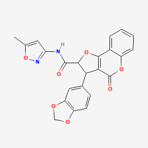 3-(1,3-benzodioxol-5-yl)-N-(5-methyl-1,2-oxazol-3-yl)-4-oxo-2,3-dihydro-4H-furo[3,2-c]chromene-2-carboxamide