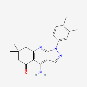 molecular formula C20H22N4O B11046736 4-Amino-1-(3,4-dimethylphenyl)-7,7-dimethyl-1H,5H,6H,7H,8H-pyrazolo[3,4-B]quinolin-5-one 