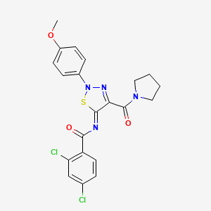 molecular formula C21H18Cl2N4O3S B11046738 2,4-Dichloro-N-[2-(4-methoxyphenyl)-4-(1-pyrrolidinylcarbonyl)-1,2,3-thiadiazol-5(2H)-yliden]benzamide 