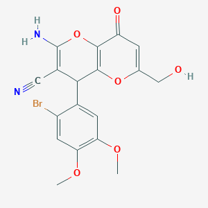 2-Amino-4-(2-bromo-4,5-dimethoxyphenyl)-6-(hydroxymethyl)-8-oxo-4,8-dihydropyrano[3,2-b]pyran-3-carbonitrile