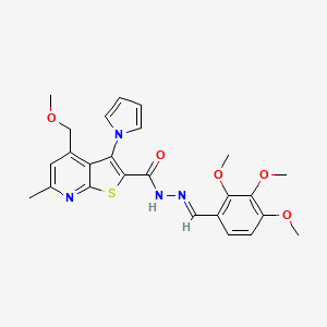 molecular formula C25H26N4O5S B11046771 4-(methoxymethyl)-6-methyl-3-(1H-pyrrol-1-yl)-N'-[(E)-(2,3,4-trimethoxyphenyl)methylidene]thieno[2,3-b]pyridine-2-carbohydrazide 