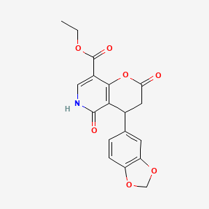 ethyl 4-(1,3-benzodioxol-5-yl)-2,5-dioxo-3,4,5,6-tetrahydro-2H-pyrano[3,2-c]pyridine-8-carboxylate