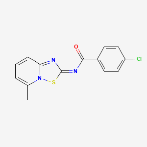 molecular formula C14H10ClN3OS B11046833 4-chloro-N-[(2E)-5-methyl-2H-[1,2,4]thiadiazolo[2,3-a]pyridin-2-ylidene]benzamide 