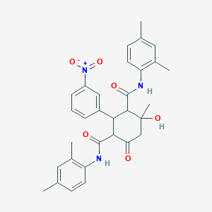 N,N'-bis(2,4-dimethylphenyl)-4-hydroxy-4-methyl-2-(3-nitrophenyl)-6-oxocyclohexane-1,3-dicarboxamide