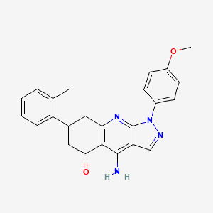 molecular formula C24H22N4O2 B11046890 4-Amino-1-(4-methoxyphenyl)-7-(2-methylphenyl)-1H,5H,6H,7H,8H-pyrazolo[3,4-B]quinolin-5-one 