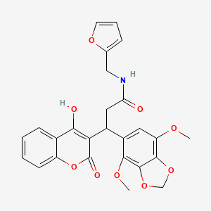 3-(4,7-dimethoxy-1,3-benzodioxol-5-yl)-N-(furan-2-ylmethyl)-3-(4-hydroxy-2-oxo-2H-chromen-3-yl)propanamide