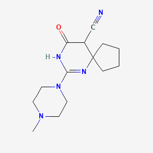 molecular formula C14H21N5O B11046912 7-(4-Methylpiperazin-1-yl)-9-oxo-6,8-diazaspiro[4.5]dec-7-ene-10-carbonitrile 