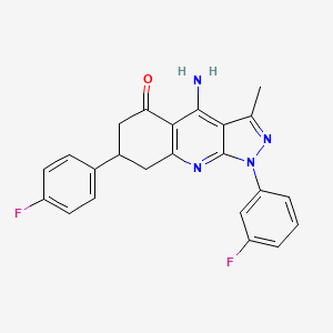 molecular formula C23H18F2N4O B11046918 4-Amino-1-(3-fluorophenyl)-7-(4-fluorophenyl)-3-methyl-1H,5H,6H,7H,8H-pyrazolo[3,4-B]quinolin-5-one 