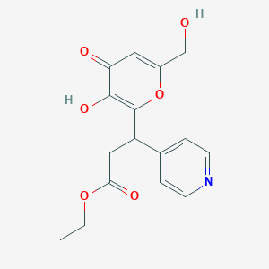 molecular formula C16H17NO6 B11046936 ethyl 3-[3-hydroxy-6-(hydroxymethyl)-4-oxo-4H-pyran-2-yl]-3-(pyridin-4-yl)propanoate 