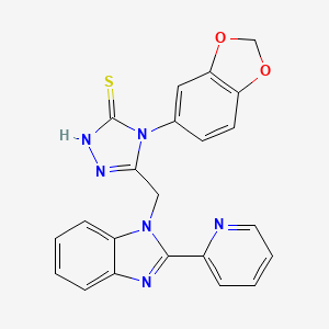 molecular formula C22H16N6O2S B11046958 4-(1,3-benzodioxol-5-yl)-5-{[2-(pyridin-2-yl)-1H-benzimidazol-1-yl]methyl}-4H-1,2,4-triazole-3-thiol 