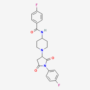 4-fluoro-N-{1-[1-(4-fluorophenyl)-2,5-dioxopyrrolidin-3-yl]piperidin-4-yl}benzamide