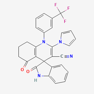 2,5'-dioxo-2'-(1H-pyrrol-1-yl)-1'-[3-(trifluoromethyl)phenyl]-1,2,5',6',7',8'-hexahydro-1'H-spiro[indole-3,4'-quinoline]-3'-carbonitrile