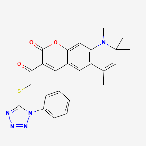 6,8,8,9-tetramethyl-3-{[(1-phenyl-1H-tetrazol-5-yl)sulfanyl]acetyl}-8,9-dihydro-2H-pyrano[3,2-g]quinolin-2-one