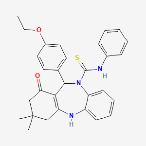 11-(4-ethoxyphenyl)-3,3-dimethyl-1-oxo-N-phenyl-1,2,3,4,5,11-hexahydro-10H-dibenzo[b,e][1,4]diazepine-10-carbothioamide