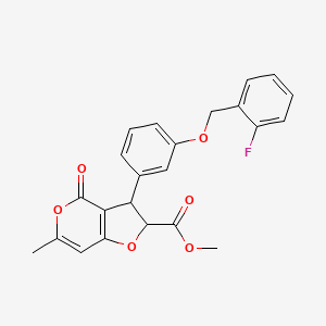 methyl 3-{3-[(2-fluorobenzyl)oxy]phenyl}-6-methyl-4-oxo-2,3-dihydro-4H-furo[3,2-c]pyran-2-carboxylate