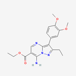 Ethyl 7-amino-3-(3,4-dimethoxyphenyl)-2-ethylpyrazolo[1,5-a]pyrimidine-6-carboxylate