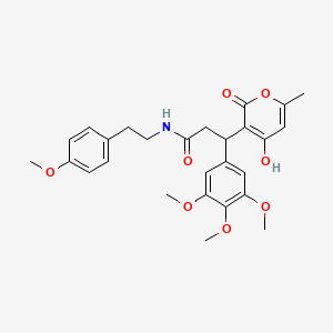 3-(4-hydroxy-6-methyl-2-oxo-2H-pyran-3-yl)-N-[2-(4-methoxyphenyl)ethyl]-3-(3,4,5-trimethoxyphenyl)propanamide