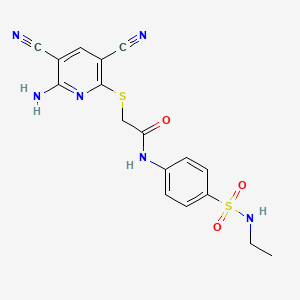 2-[(6-amino-3,5-dicyanopyridin-2-yl)sulfanyl]-N-[4-(ethylsulfamoyl)phenyl]acetamide