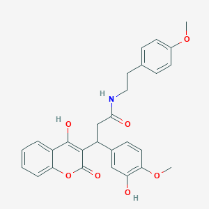 3-(3-hydroxy-4-methoxyphenyl)-3-(4-hydroxy-2-oxo-2H-chromen-3-yl)-N-[2-(4-methoxyphenyl)ethyl]propanamide