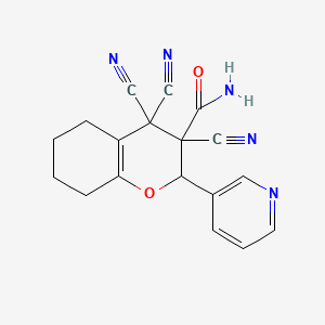 3,4,4-Tricyano-2-(3-pyridyl)-3,4,5,6,7,8-hexahydro-2H-chromene-3-carboxamide