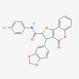 3-(1,3-benzodioxol-5-yl)-N-(4-chlorophenyl)-4-oxo-2,3-dihydro-4H-furo[3,2-c]chromene-2-carboxamide