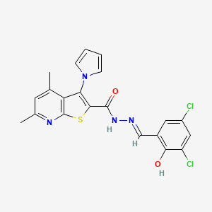 N'-[(E)-(3,5-dichloro-2-hydroxyphenyl)methylidene]-4,6-dimethyl-3-(1H-pyrrol-1-yl)thieno[2,3-b]pyridine-2-carbohydrazide