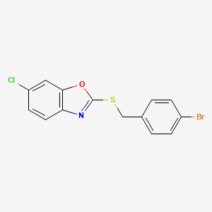 molecular formula C14H9BrClNOS B11047685 2-[(4-Bromobenzyl)sulfanyl]-6-chloro-1,3-benzoxazole 