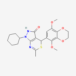 1-cyclohexyl-4-(5,8-dimethoxy-2,3-dihydro-1,4-benzodioxin-6-yl)-6-methyl-1,4-dihydropyrazolo[3,4-d][1,3]thiazin-3(2H)-one