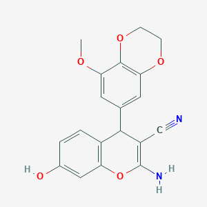 2-amino-7-hydroxy-4-(8-methoxy-2,3-dihydro-1,4-benzodioxin-6-yl)-4H-chromene-3-carbonitrile