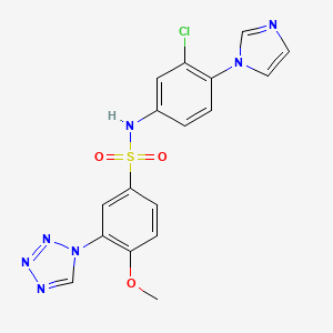 N-[3-chloro-4-(1H-imidazol-1-yl)phenyl]-4-methoxy-3-(1H-tetrazol-1-yl)benzenesulfonamide