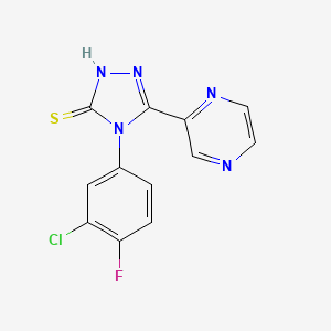 4-(3-chloro-4-fluorophenyl)-5-(pyrazin-2-yl)-4H-1,2,4-triazole-3-thiol