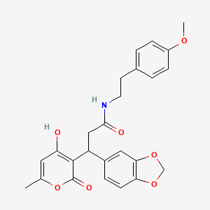 3-(1,3-benzodioxol-5-yl)-3-(4-hydroxy-6-methyl-2-oxo-2H-pyran-3-yl)-N-[2-(4-methoxyphenyl)ethyl]propanamide