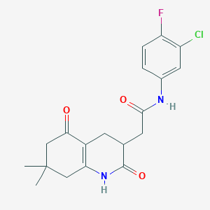 N-(3-chloro-4-fluorophenyl)-2-(7,7-dimethyl-2,5-dioxo-1,2,3,4,5,6,7,8-octahydroquinolin-3-yl)acetamide