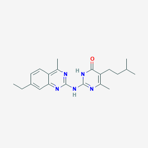 molecular formula C21H27N5O B11048749 2-[(7-ethyl-4-methylquinazolin-2-yl)amino]-6-methyl-5-(3-methylbutyl)pyrimidin-4(3H)-one 