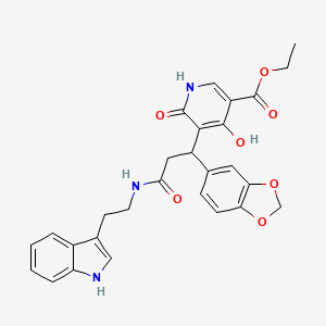 ethyl 5-[1-(1,3-benzodioxol-5-yl)-3-{[2-(1H-indol-3-yl)ethyl]amino}-3-oxopropyl]-4-hydroxy-6-oxo-1,6-dihydropyridine-3-carboxylate