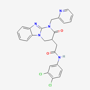 molecular formula C24H19Cl2N5O2 B11048765 N-(3,4-dichlorophenyl)-2-[2-oxo-1-(pyridin-2-ylmethyl)-1,2,3,4-tetrahydropyrimido[1,2-a]benzimidazol-3-yl]acetamide 