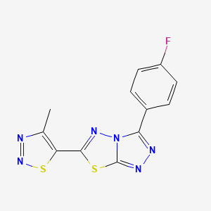 molecular formula C12H7FN6S2 B11048802 3-(4-Fluorophenyl)-6-(4-methyl-1,2,3-thiadiazol-5-yl)[1,2,4]triazolo[3,4-b][1,3,4]thiadiazole 