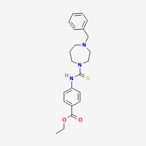 molecular formula C22H27N3O2S B11048809 Ethyl 4-{[(4-benzyl-1,4-diazepan-1-yl)carbonothioyl]amino}benzoate 