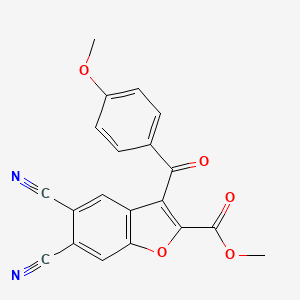 molecular formula C20H12N2O5 B11048821 Methyl 5,6-dicyano-3-[(4-methoxyphenyl)carbonyl]-1-benzofuran-2-carboxylate 