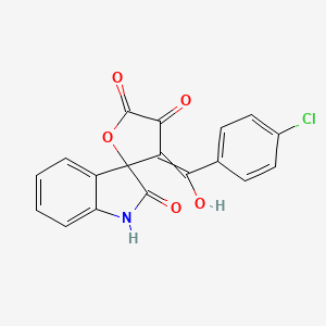 molecular formula C18H10ClNO5 B11048842 3-(4-Chlorobenzoyl)-4-hydroxy-5H-spiro[furan-2,3'-indole]-2',5(1'H)-dione 