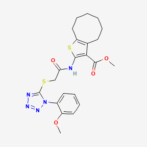 molecular formula C22H25N5O4S2 B11048843 methyl 2-[({[1-(2-methoxyphenyl)-1H-tetrazol-5-yl]sulfanyl}acetyl)amino]-4,5,6,7,8,9-hexahydrocycloocta[b]thiophene-3-carboxylate 