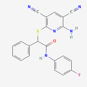 2-[(6-amino-3,5-dicyanopyridin-2-yl)sulfanyl]-N-(4-fluorophenyl)-2-phenylacetamide