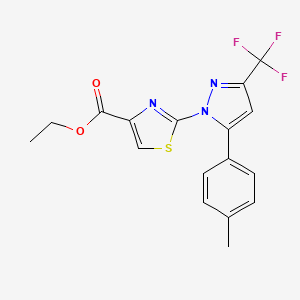 molecular formula C17H14F3N3O2S B11048877 ethyl 2-[5-(4-methylphenyl)-3-(trifluoromethyl)-1H-pyrazol-1-yl]-1,3-thiazole-4-carboxylate 