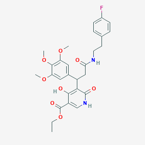 Ethyl 5-[3-{[2-(4-fluorophenyl)ethyl]amino}-3-oxo-1-(3,4,5-trimethoxyphenyl)propyl]-4-hydroxy-6-oxo-1,6-dihydropyridine-3-carboxylate