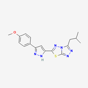 molecular formula C17H18N6OS B11048910 3-Isobutyl-6-[5-(4-methoxyphenyl)-1H-pyrazol-3-YL][1,2,4]triazolo[3,4-B][1,3,4]thiadiazole 